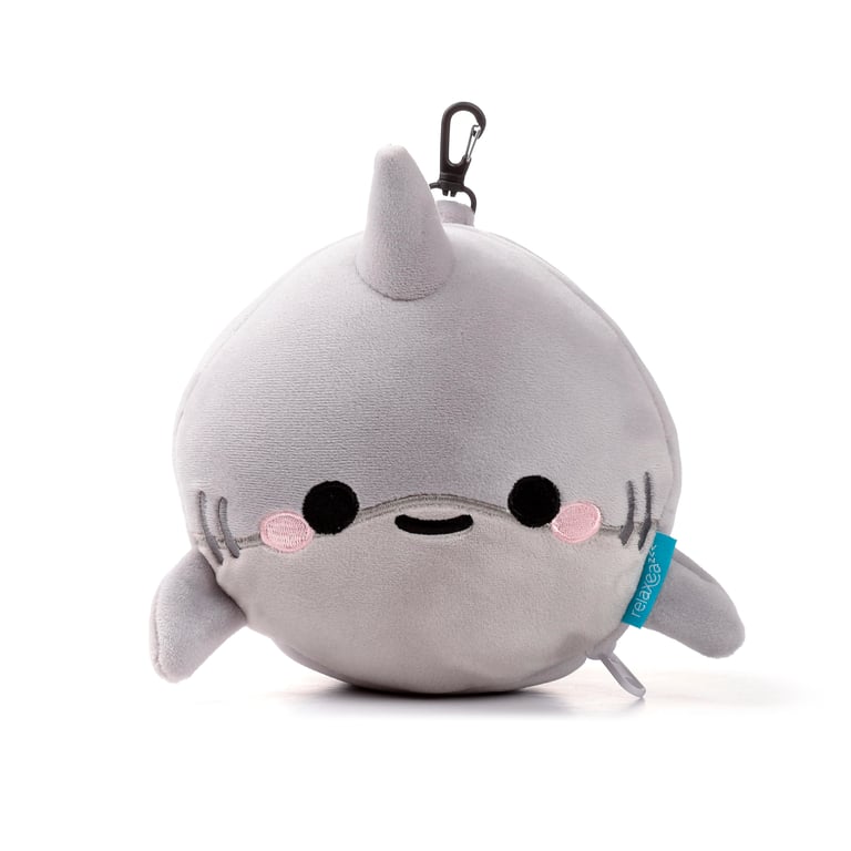 Relaxeazzz Travel Pillow & Eye Mask - Archie the Shark, Quick Release 95 Polyester Travel Accessory with Novelty Shark Theme