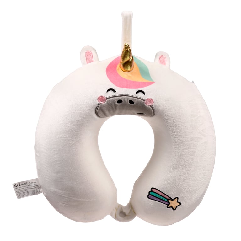 Relaxeazzz Plush Memory Foam Travel Pillow - Astra Unicorn Adoracorns, Polyester & Spandex Construction