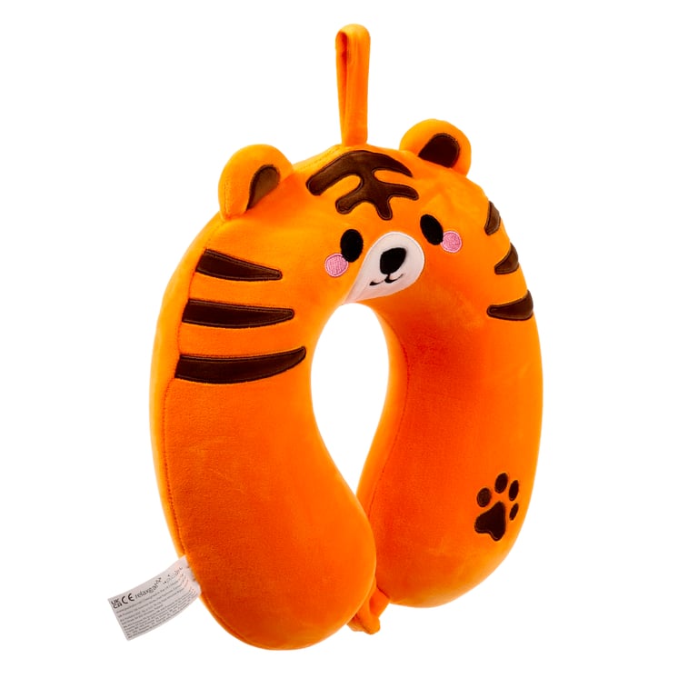 Relaxeazzz Plush Memory Foam Travel Pillow - Alfie the Tiger Adoramals, Soft and Supportive for Travel