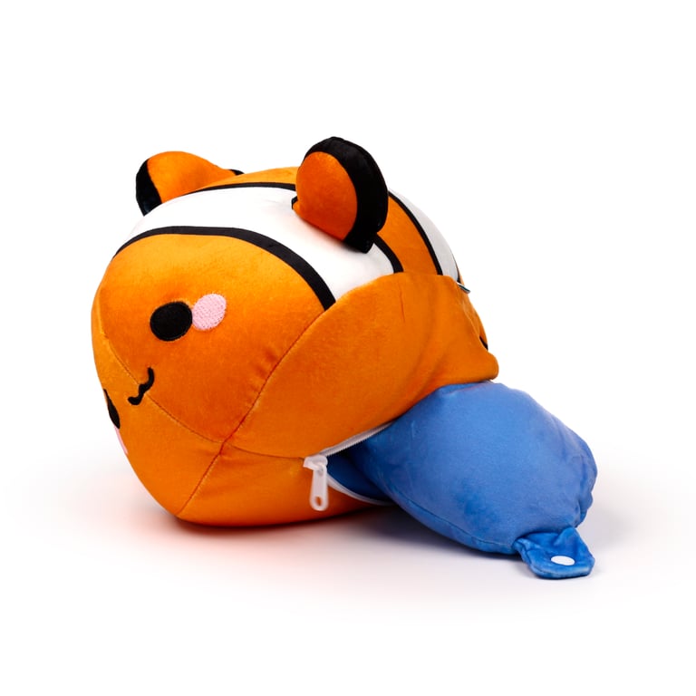 Finley the Clownfish 2-in-1 Travel Pillow and Plush Toy - 95 Polyester Construction with Horseshoe Shape Design