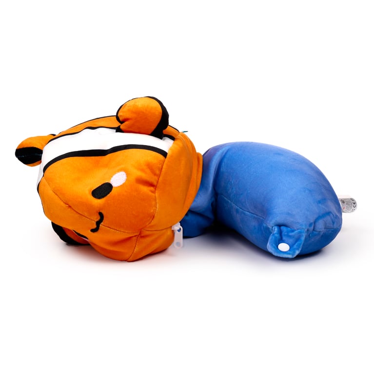 Finley the Clownfish 2-in-1 Travel Pillow and Plush Toy - 95 Polyester Construction with Horseshoe Shape Design
