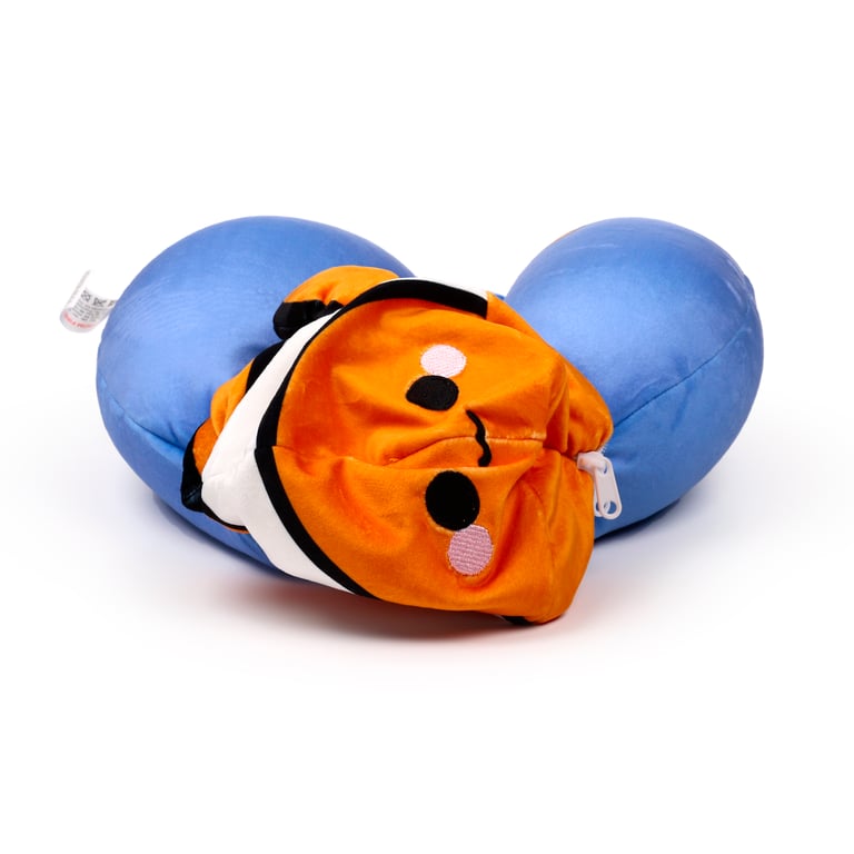Finley the Clownfish 2-in-1 Travel Pillow and Plush Toy - 95 Polyester Construction with Horseshoe Shape Design