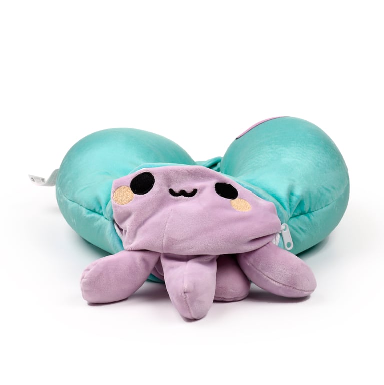 Swapseazzz 2-in-1 Travel Pillow & Octopus Plush Toy - Convertible Horseshoe Design