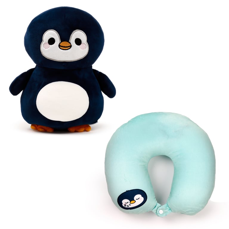 Swapseazzz 2-in-1 Travel Pillow and Plush Toy - Nico the Penguin