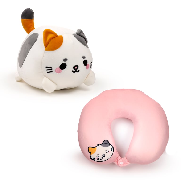 Swapseazzz 2-in-1 Travel Pillow and Plush Toy - Lola the Cat Adoramals