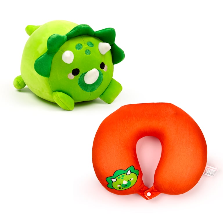 Huck the Dinosaur 2-in-1 Travel Pillow and Plush Toy with Polystyrene Bead Filling