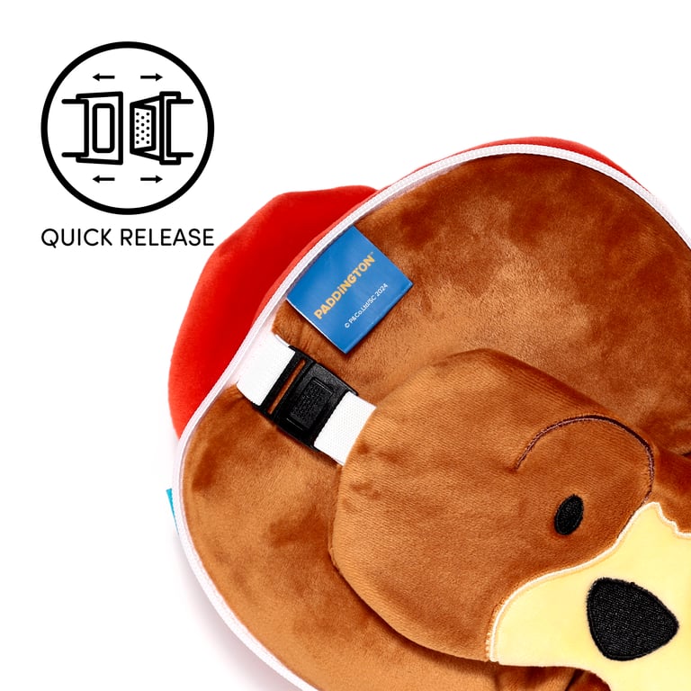 Relaxeazzz Paddington Bear Travel Pillow & Eye Mask - Quick Release Polyester Spandex Gift Set