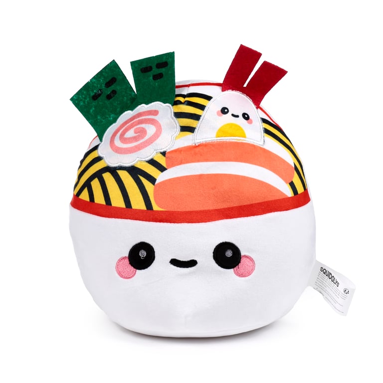Squidglys Plush Toy - Nori the Ramen Bowl, Velboa CE/UKCA Marked En71 Compliant Plush Toy
