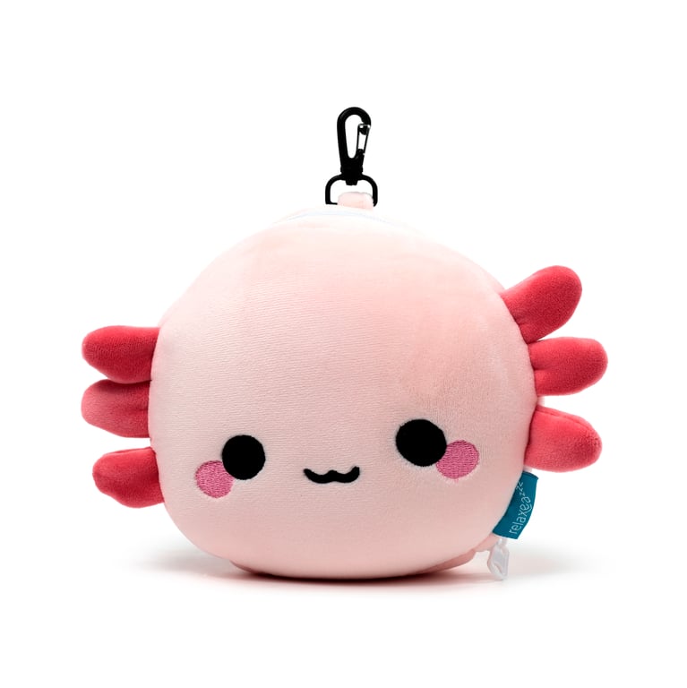 Relaxeazzz Travel Pillow & Eye Mask - Maddie the Axolotl Novelty Gift with Quick Release