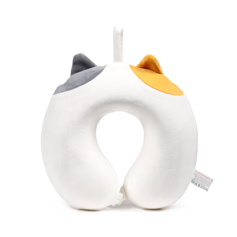 Relaxeazzz Plush Memory Foam Travel Pillow - Adoramals Lola Cat Edition with Polyester & Spandex Construction