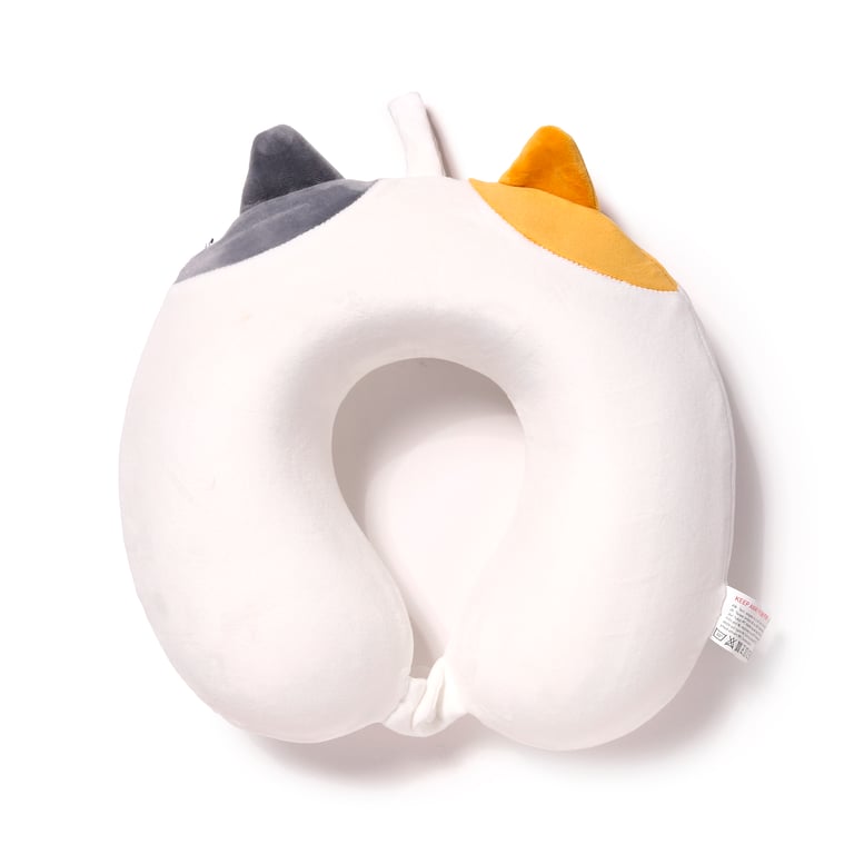 Relaxeazzz Plush Memory Foam Travel Pillow - Adoramals Lola Cat Edition with Polyester & Spandex Construction