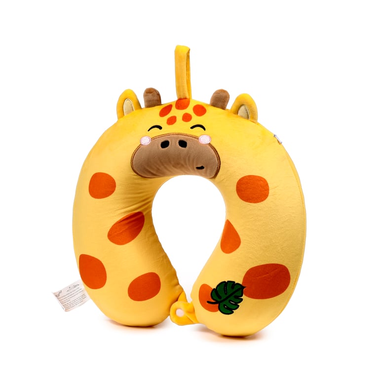 Relaxeazzz Plush Memory Foam Travel Pillow - 95 Polyester & Spandex, Adorable Raffi Giraffe Design