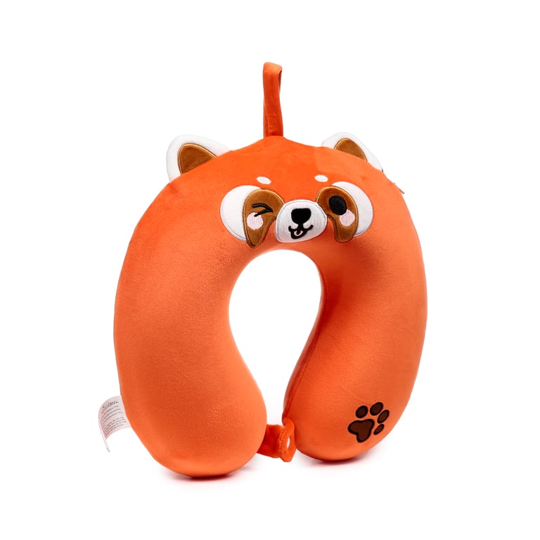 Relaxeazzz Plush Memory Foam Travel Pillow - Adoramals Ru the Red Panda - Soft Polyester & Spandex Construction for Comfortable Travel