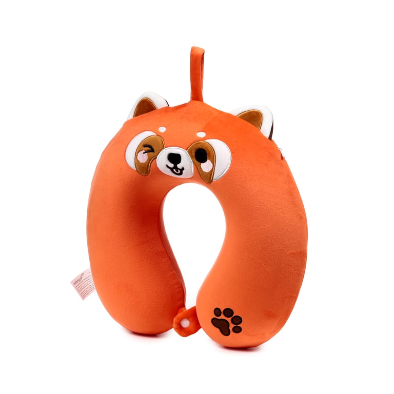 Relaxeazzz Plush Memory Foam Travel Pillow - Adoramals Ru the Red Panda - Soft Polyester & Spandex Construction for Comfortable Travel