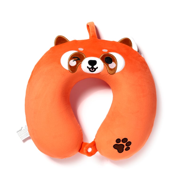 Relaxeazzz Plush Memory Foam Travel Pillow - Adoramals Ru the Red Panda - Soft Polyester & Spandex Construction for Comfortable Travel