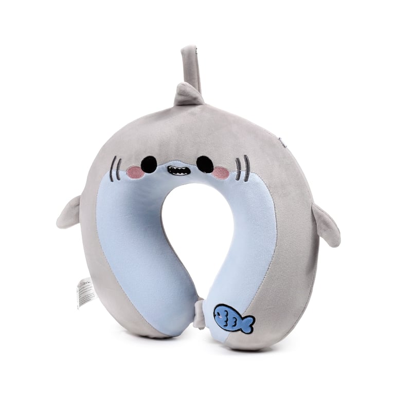 Relaxeazzz Plush Memory Foam Travel Pillow - Archie the Shark with 95 Polyester and Spandex Construction