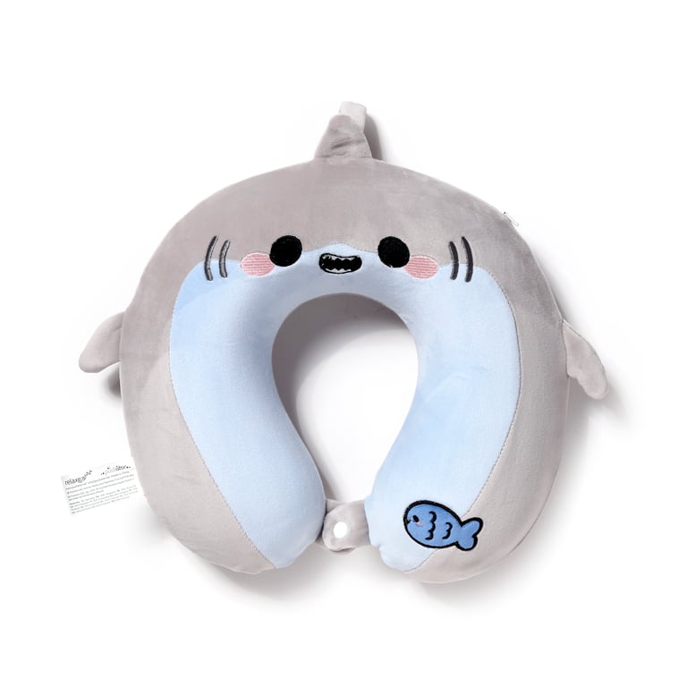 Relaxeazzz Plush Memory Foam Travel Pillow - Archie the Shark with 95 Polyester and Spandex Construction