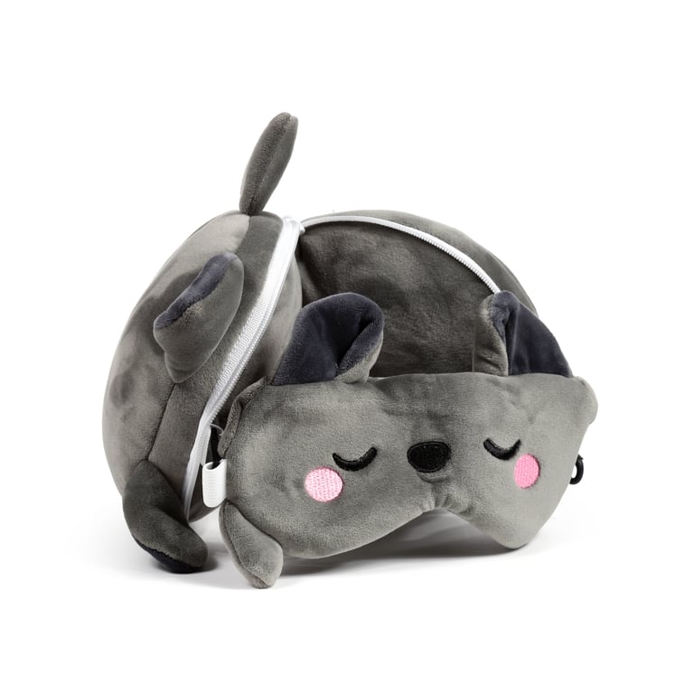 Relaxeazzz Travel Pillow & Eye Mask - Quick Release Polyester Sleep Accessory by Dexter the Bat