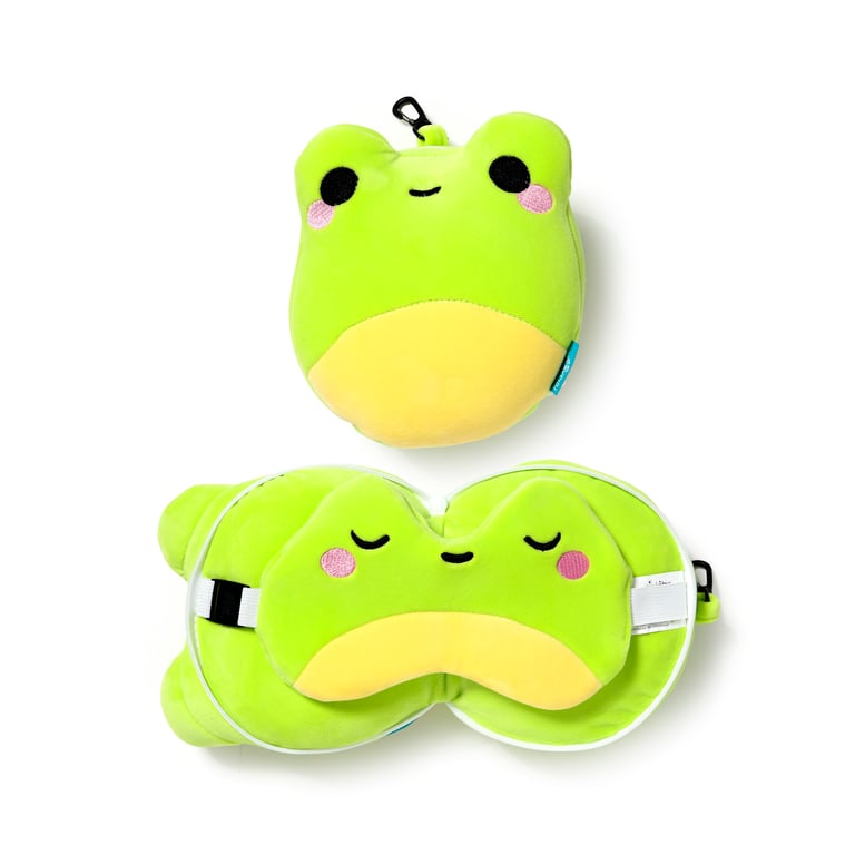 Relaxeazzz Travel Pillow & Eye Mask - Quick Release Polyester Novelty Gift for Him or Her