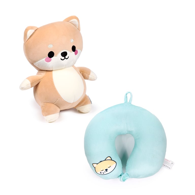 Adoramals Shuggs 2-in-1 Swappable Travel Pillow & Plush Toy - Polyester Filled with Polystyrene Beads