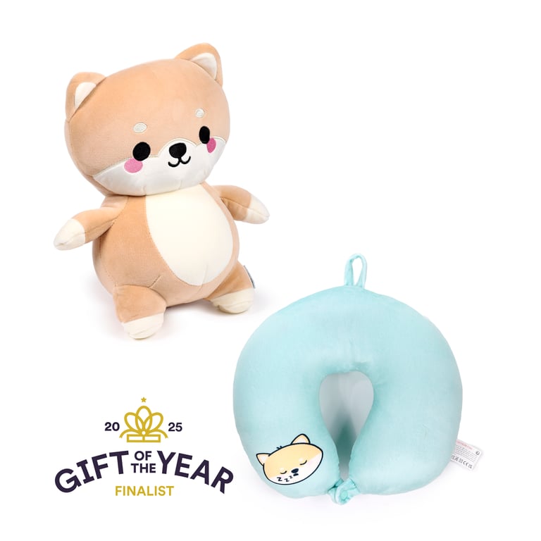 Adoramals Shuggs 2-in-1 Swappable Travel Pillow & Plush Toy - Polyester Filled with Polystyrene Beads