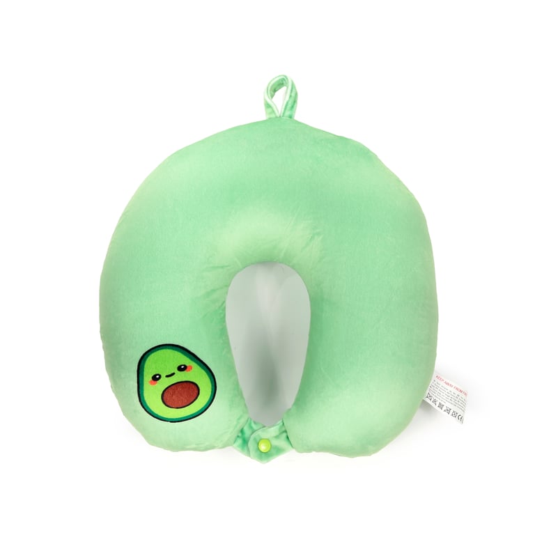 Foodiemals Pedro 2-in-1 Swappable Travel Pillow & Plush Toy - Avocado Design with Polystyrene Bead Filling