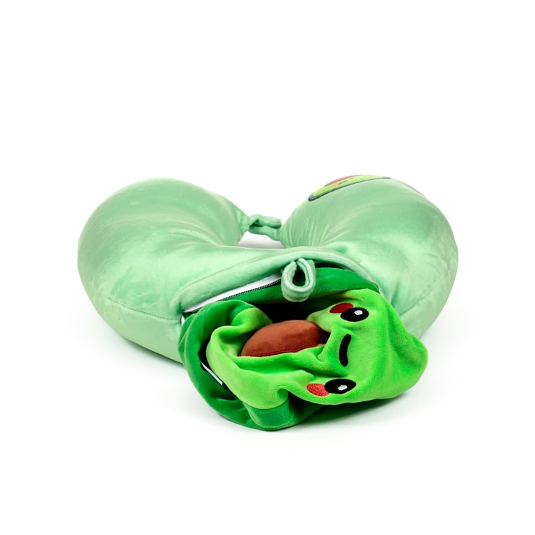 Foodiemals Pedro 2-in-1 Swappable Travel Pillow & Plush Toy - Avocado Design with Polystyrene Bead Filling