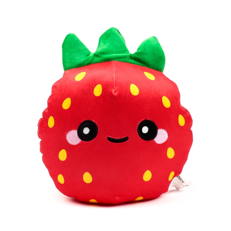 Squidglys Plush Toy - Foodiemals Elidi the Strawberry CE Marked Safety Soft Velboa Fabric Strawberry Themed Toy