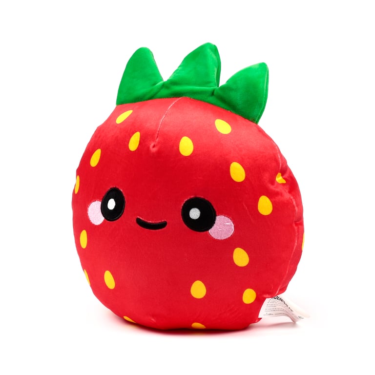 Squidglys Plush Toy - Foodiemals Elidi the Strawberry CE Marked Safety Soft Velboa Fabric Strawberry Themed Toy