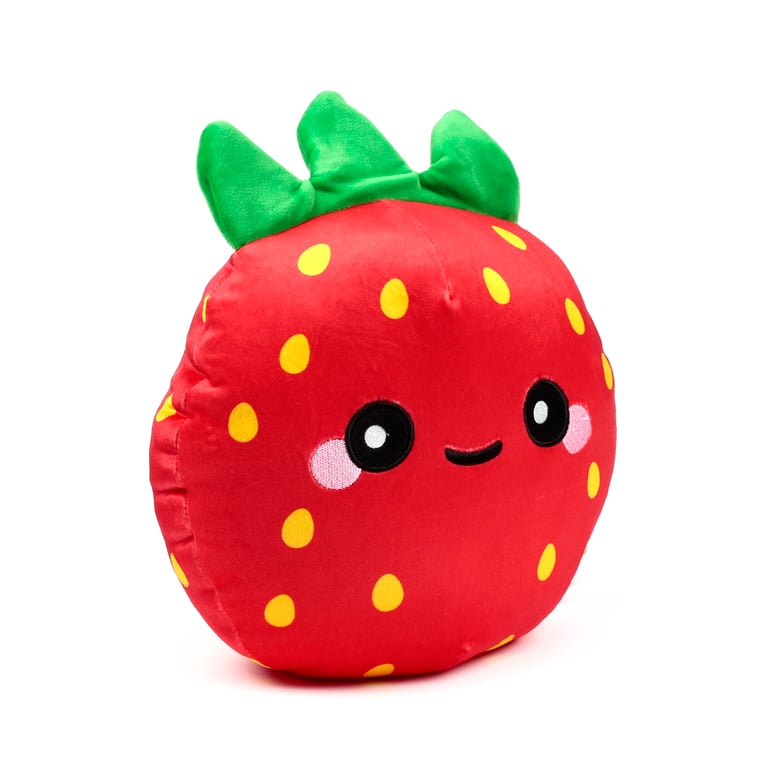 Squidglys Plush Toy - Foodiemals Elidi the Strawberry CE Marked Safety Soft Velboa Fabric Strawberry Themed Toy