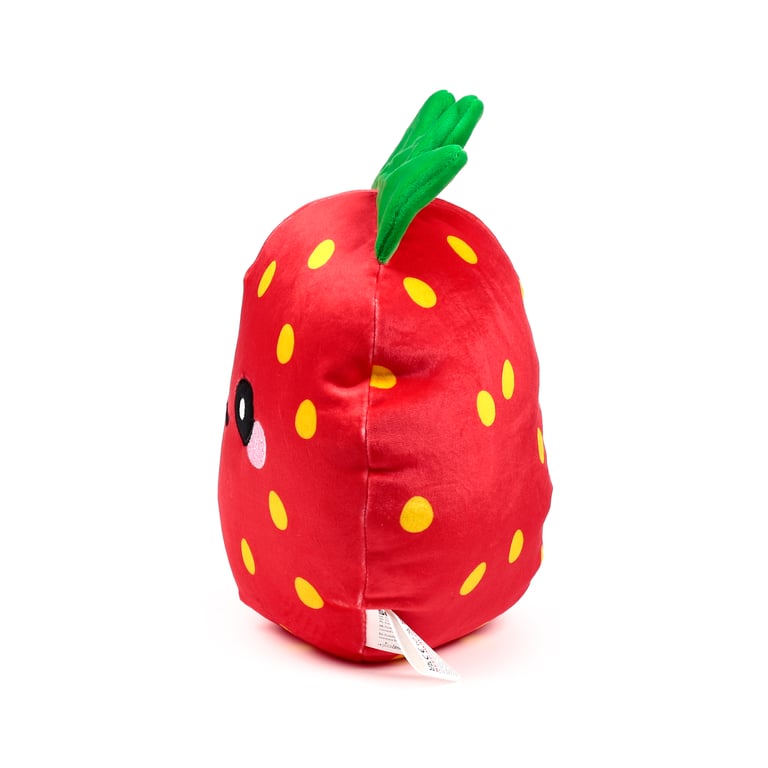 Squidglys Plush Toy - Foodiemals Elidi the Strawberry CE Marked Safety Soft Velboa Fabric Strawberry Themed Toy