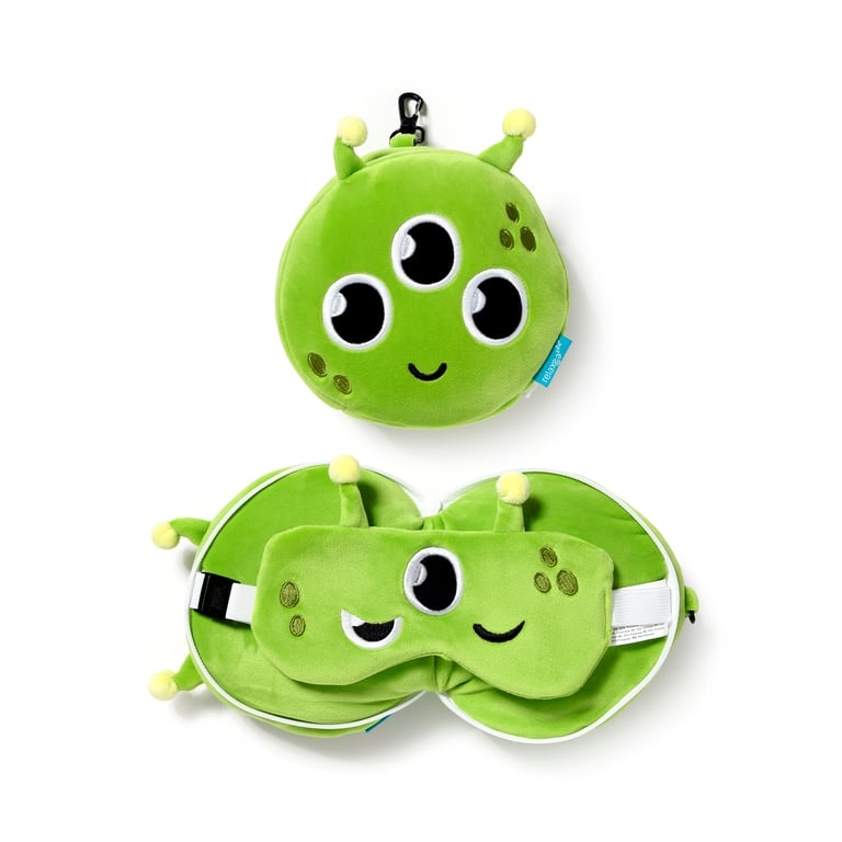 Relaxeazzz Travel Pillow & Eye Mask - Space Cadet Alien with Quick Release Eye Mask and Comfortable Polyester Design