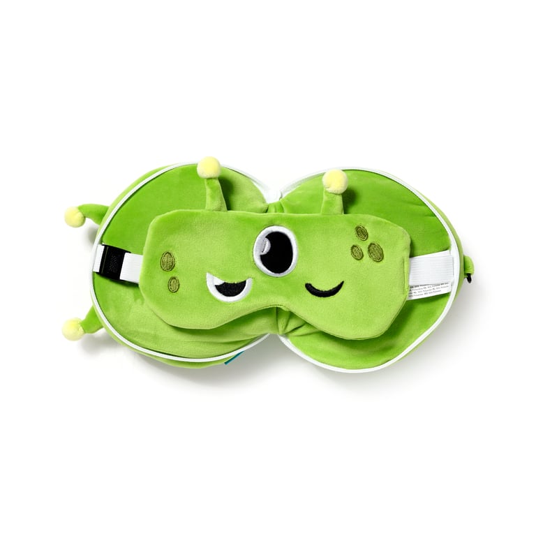 Relaxeazzz Travel Pillow & Eye Mask - Space Cadet Alien with Quick Release Eye Mask and Comfortable Polyester Design