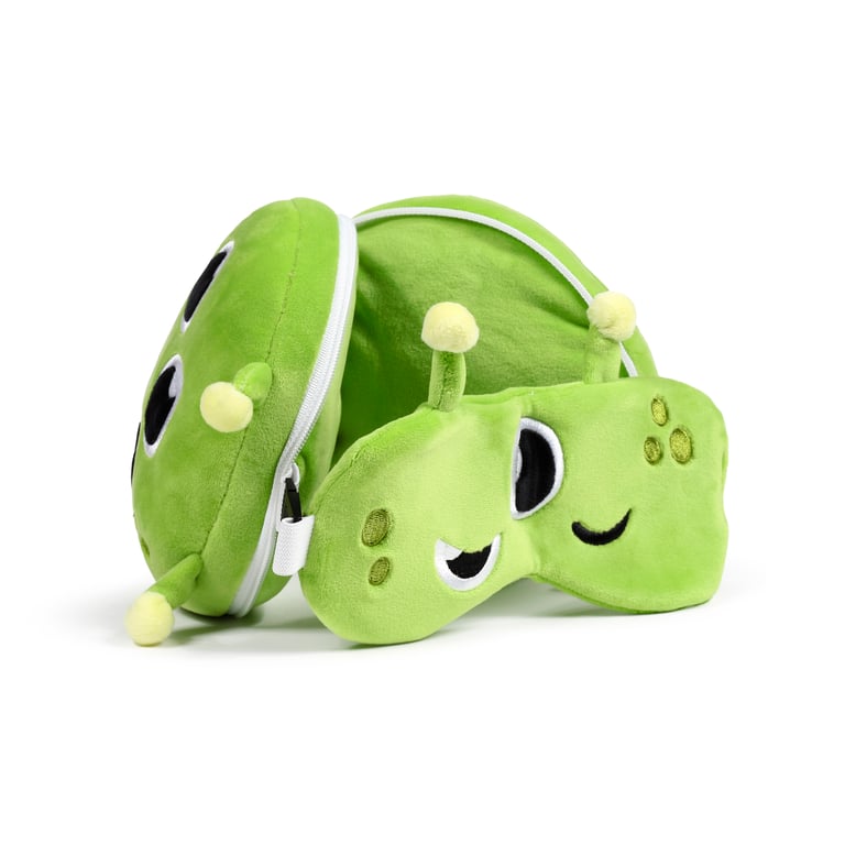 Relaxeazzz Travel Pillow & Eye Mask - Space Cadet Alien with Quick Release Eye Mask and Comfortable Polyester Design