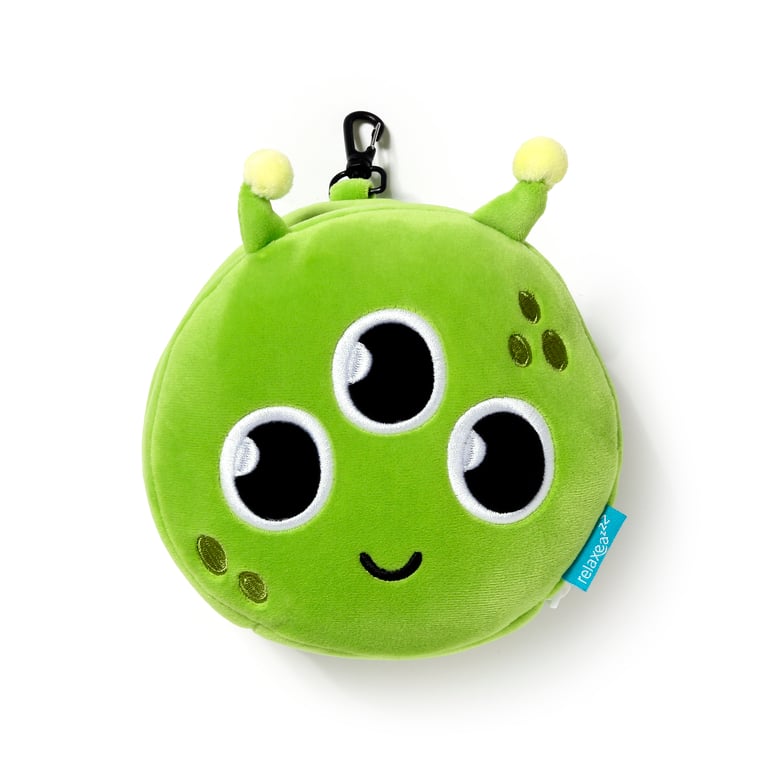 Relaxeazzz Travel Pillow & Eye Mask - Space Cadet Alien with Quick Release Eye Mask and Comfortable Polyester Design