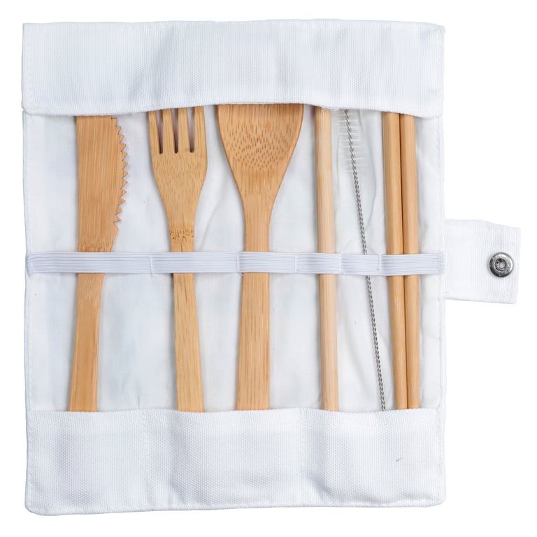 100 Natural Bamboo Cutlery 6 Piece Set - Eco Friendly Reusable Utensils for London Tour