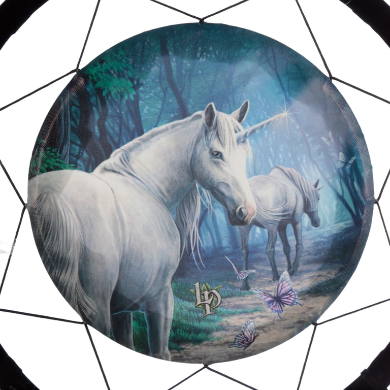 Licensed Lisa Parker Medium Polyester Unicorn Dreamcatcher with Faux Fur and Beads
