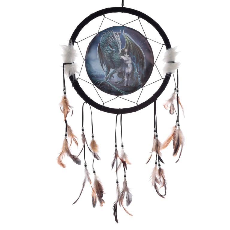 Lisa Parker Protector of Magick Dragon Dreamcatcher with Faux Leather and Faux Fur Details