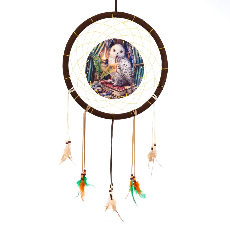 Lisa Parker Licensed Polyester Owl Dreamcatcher - Guardian of Spells Feathered Protection