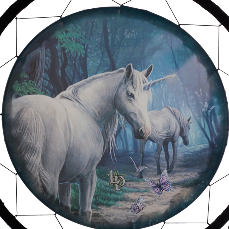 Large Licensed Unicorn Dreamcatcher - Polyester & Feather Design by Lisa Parker