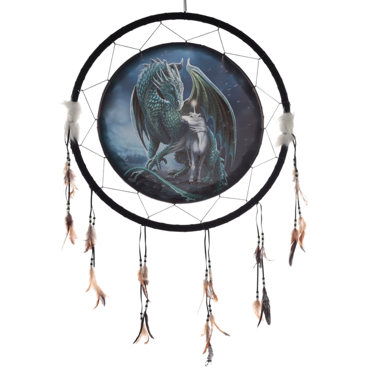 Licensed Lisa Parker Dragon Dreamcatcher - Polyester & Faux Fur Protector of Magick