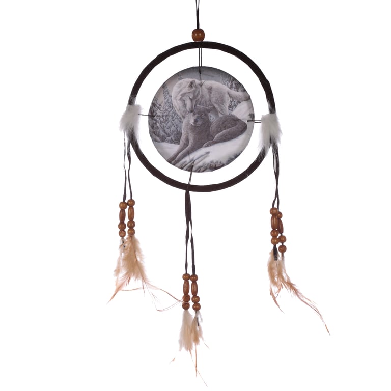 Lisa Parker Licensed Small Wolf Dreamcatcher (Polyester & Faux Fur)