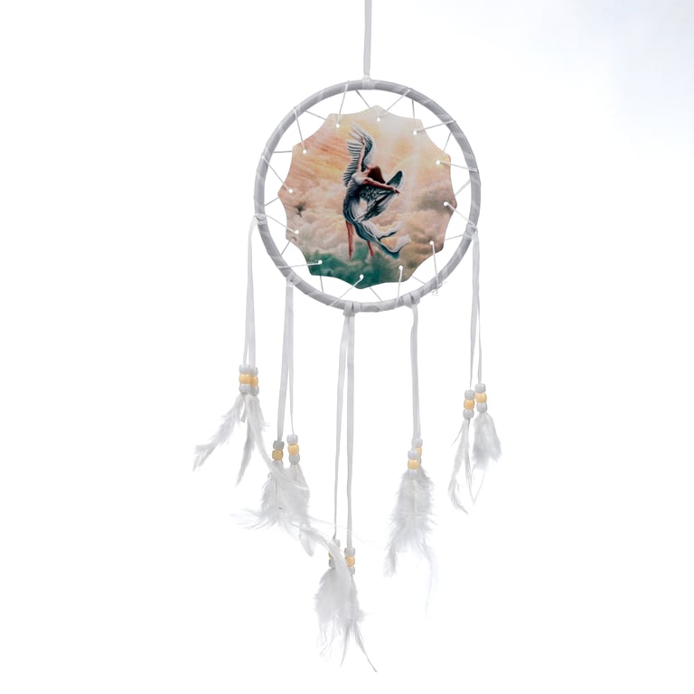 Small Polyester Angel Dreamcatcher - Feathered Home Decor