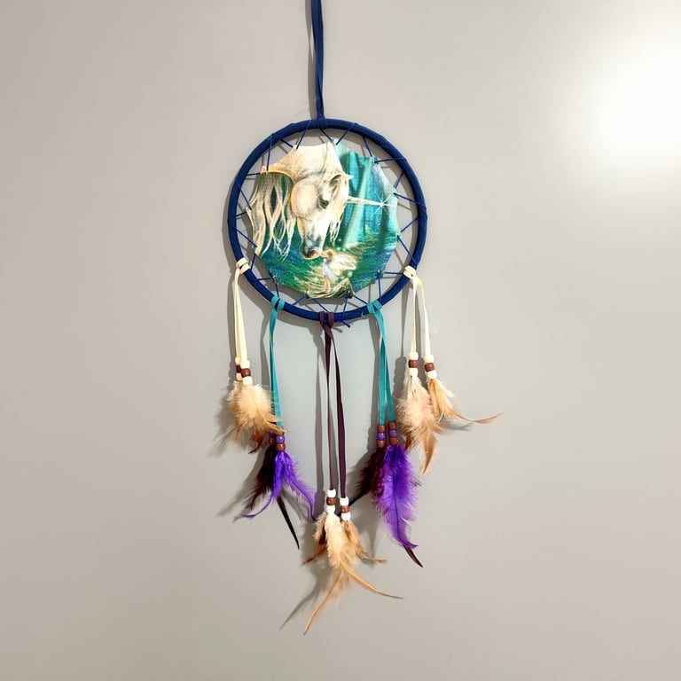 Small Licensed Unicorn Dreamcatcher by Lisa Parker - Polyester and Feathered Fairy Whispers Design