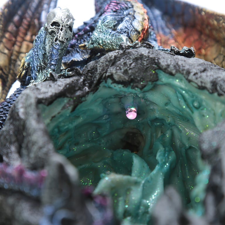 Fantasy LED Backflow Incense Burner - Ice Dragon Dark Legends, LED, Mist, Heatproof Home Decor Burner