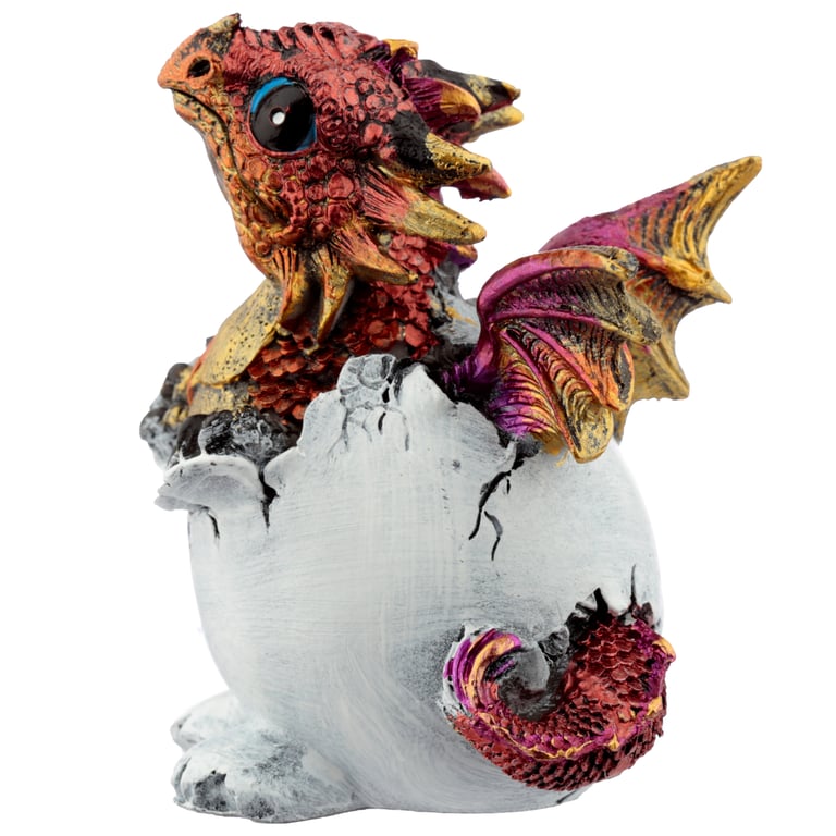 Resin Dragon Hatching Egg Figurine - Decorative Home Decoration