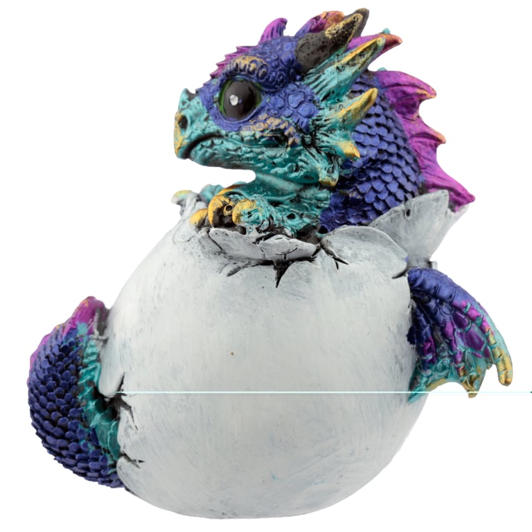 Resin Dragon Hatching Egg Figurine - Decorative Home Decoration