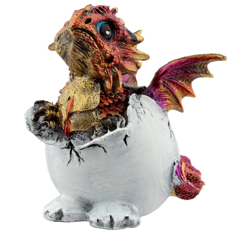 Resin Dragon Hatching Egg Figurine - Decorative Home Decoration