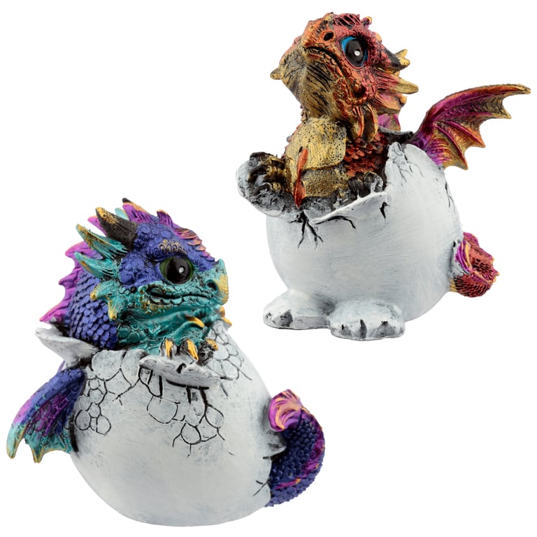 Resin Dragon Hatching Egg Figurine - Decorative Home Decoration