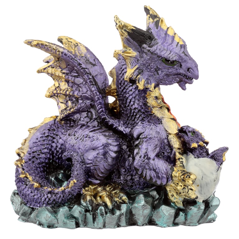 Mother and Hatching Baby Elements Resin Dragon Figurine Home Decor Decoration